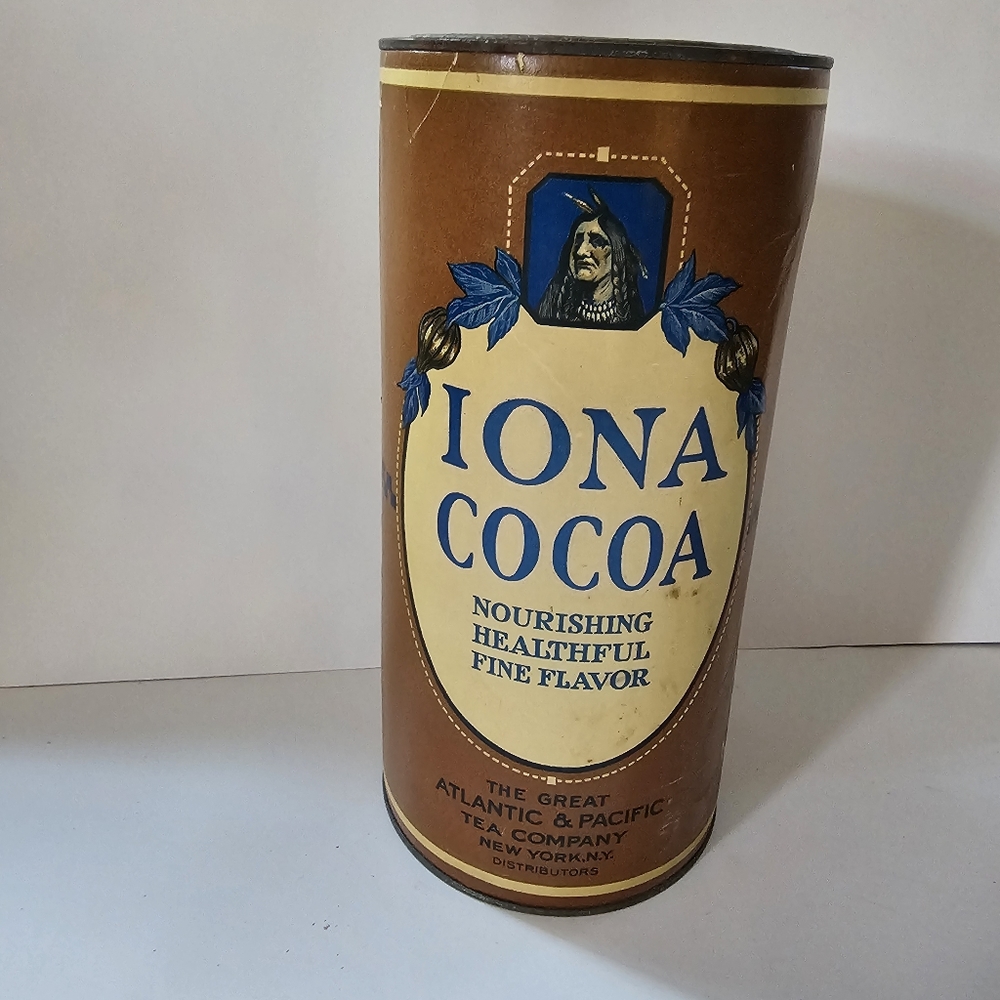 Antique kitchen tin Iona Coco container original paper label collectible…